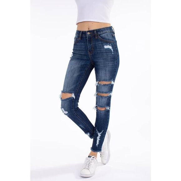 PRICE DROP Kora Mid-Rise Distressed Ripped Skinny Jeans - Picture 6 of 8